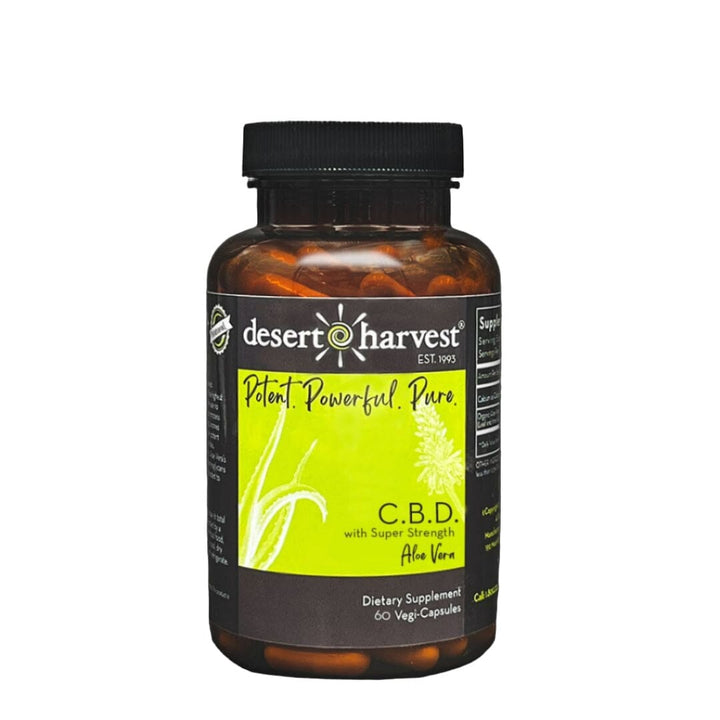 C.B.D. with Super-Strength Aloe Vera | 48 mg - 60 Capsules Oral Supplements Desert Harvest 