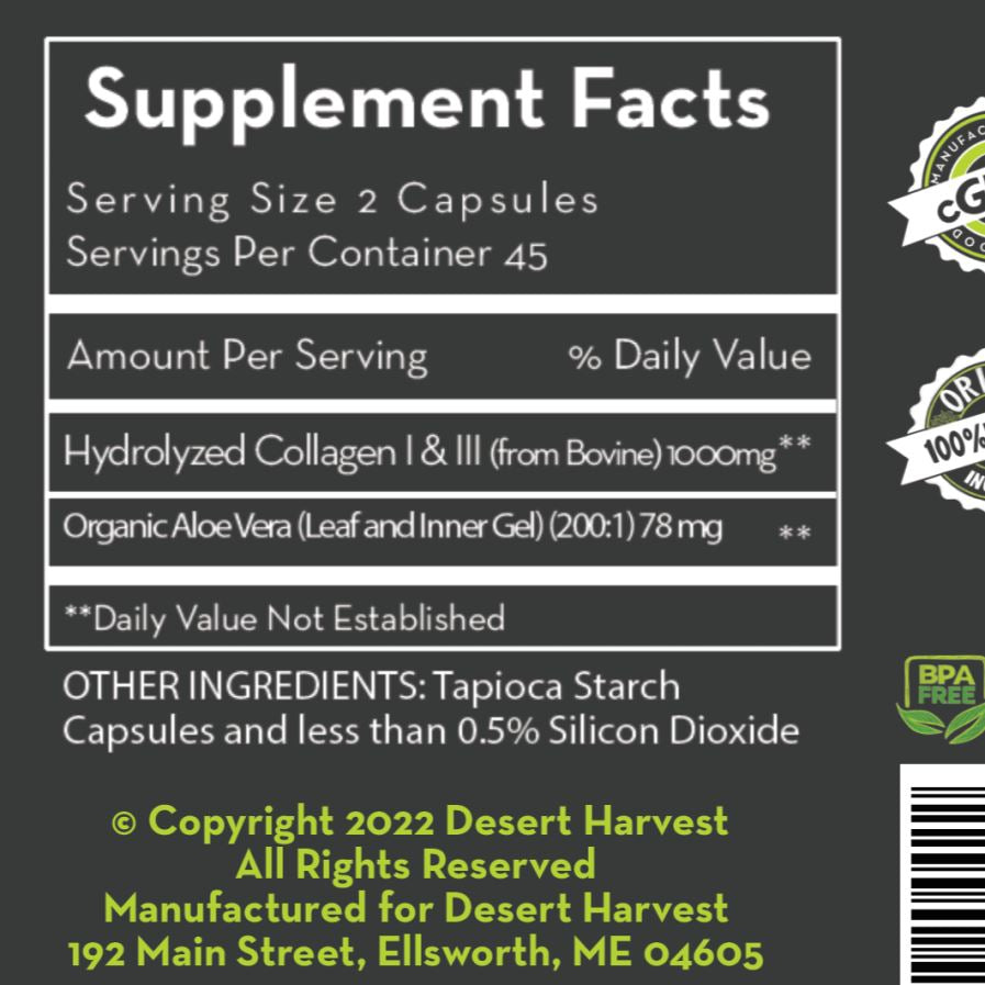 Collagen | Hydrolyzed Type I & III - 90 Capsules Vitamins & Supplements Desert Harvest 