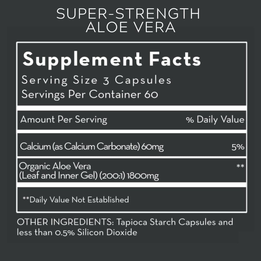Super-Strength Aloe Vera | Organically Grown & Non-GMO - 90 & 180 Capsules Oral Supplements Desert Harvest