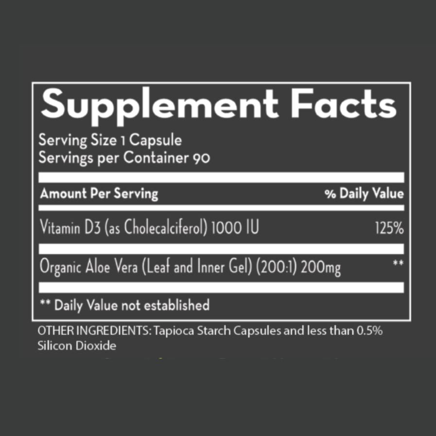 Vitamin D3 | With Aloe Vera 1,000 IU - 90 Capsules Oral Supplements Desert Harvest 