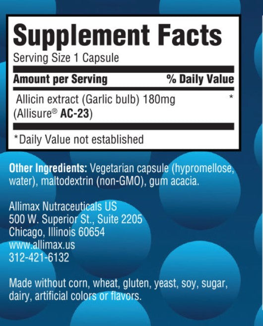 AlliMax Allicin Garlic Extract | 180 mg - 30 & 90 Capsules Oral Supplements AlliMax