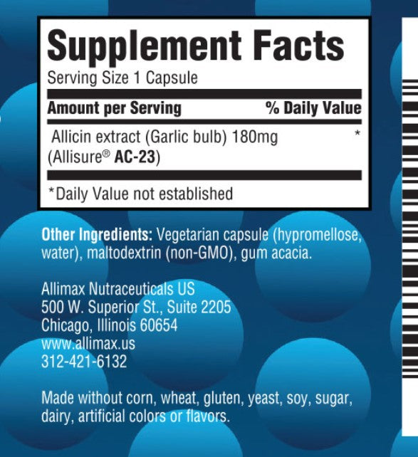 AlliMax Allicin Garlic Extract | 180 mg - 30 & 90 Capsules Oral Supplements AlliMax