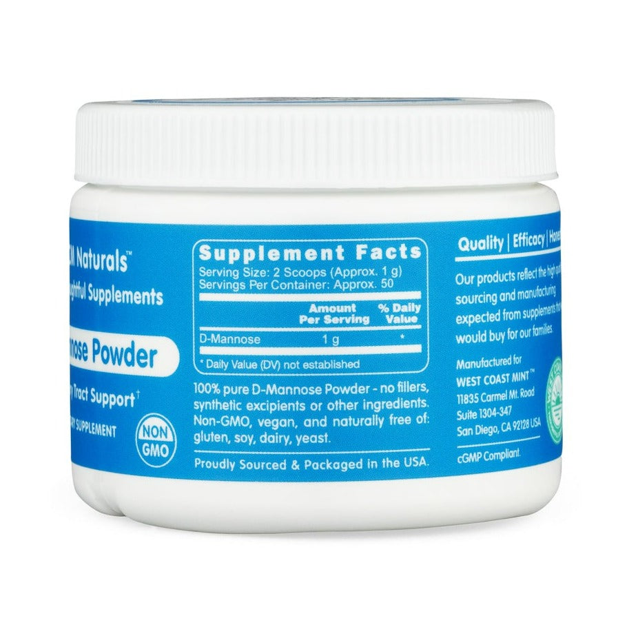 D-Mannose Powder | 100% Pure Non-GMO - 50 g & 100 g Oral Supplements West Coast Mint