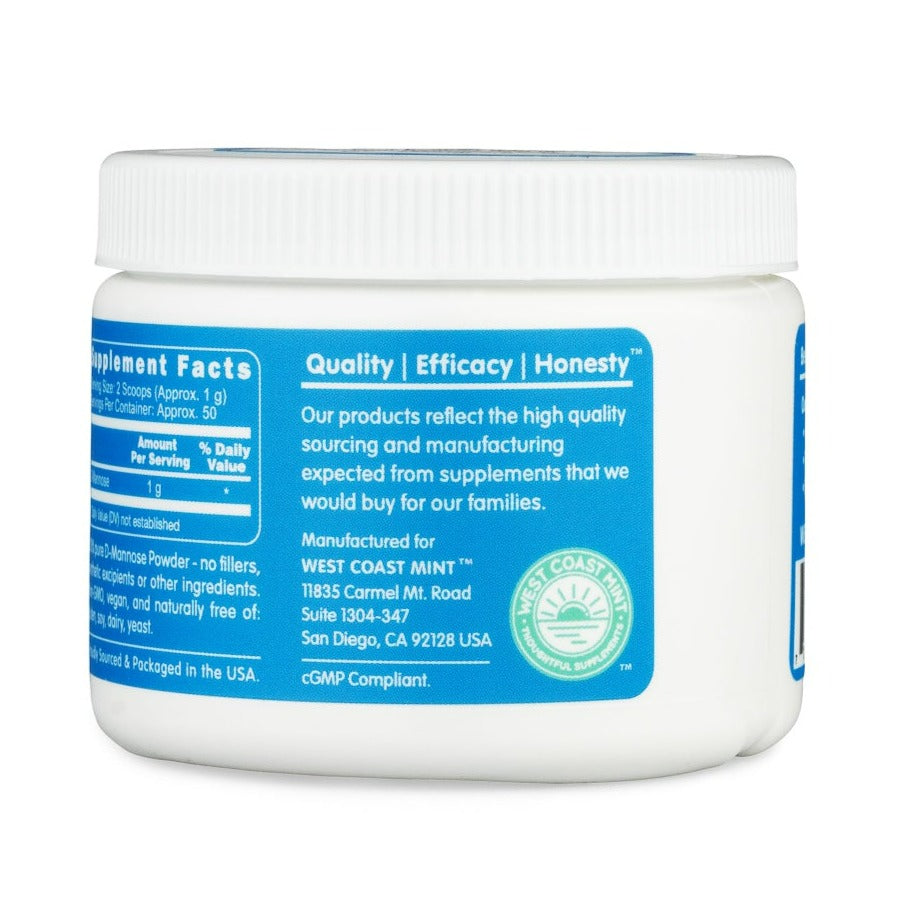 D-Mannose Powder | 100% Pure Non-GMO - 50 g & 100 g Oral Supplements West Coast Mint