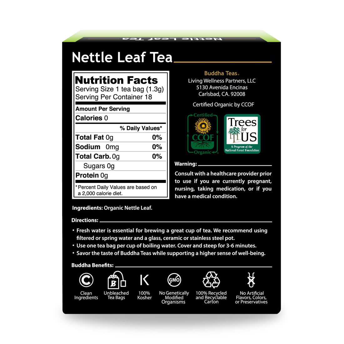 Nettle Leaf Tea | Organic - 18 Tea Bags Teas Buddha Teas