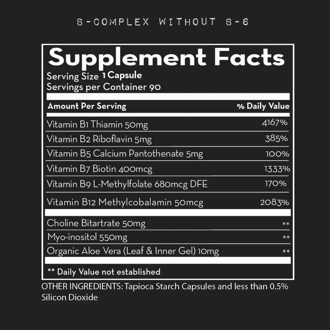 B-Complex | Without B6 - 90 Capsules Oral Supplements Desert Harvest 