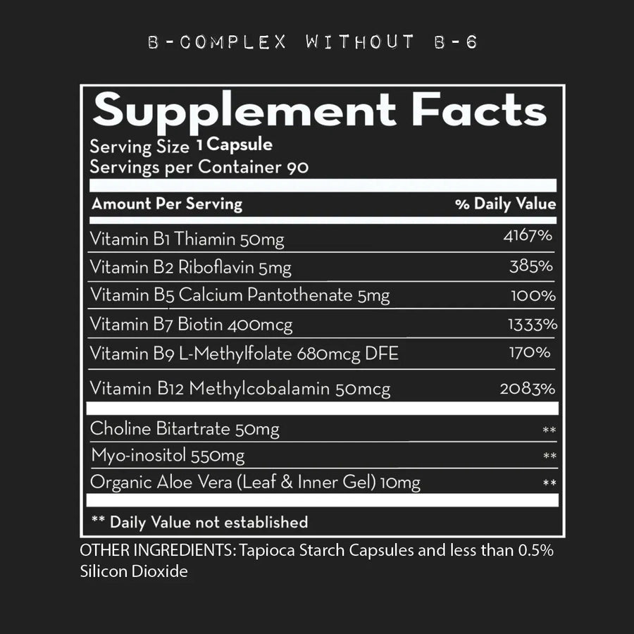 B-Complex | Without B6 - 90 Capsules Oral Supplements Desert Harvest 