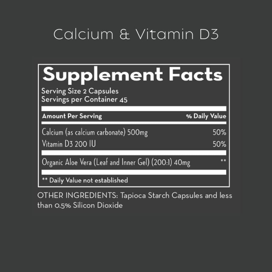 Calcium & Vitamin D3 | with Super-Strength Aloe Vera - 90 Capsules Oral Supplements Desert Harvest 