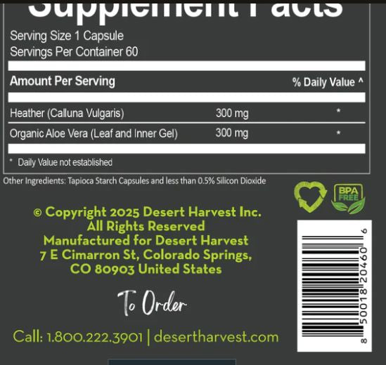 Heather's UTI Defense | Calluna Vulgaris - 60 Capsules Oral Supplements Desert Harvest 