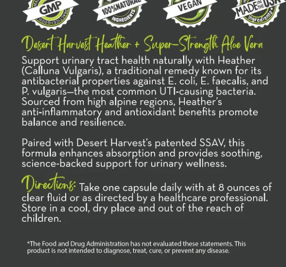 Heather's UTI Defense | Calluna Vulgaris - 60 Capsules Oral Supplements Desert Harvest 