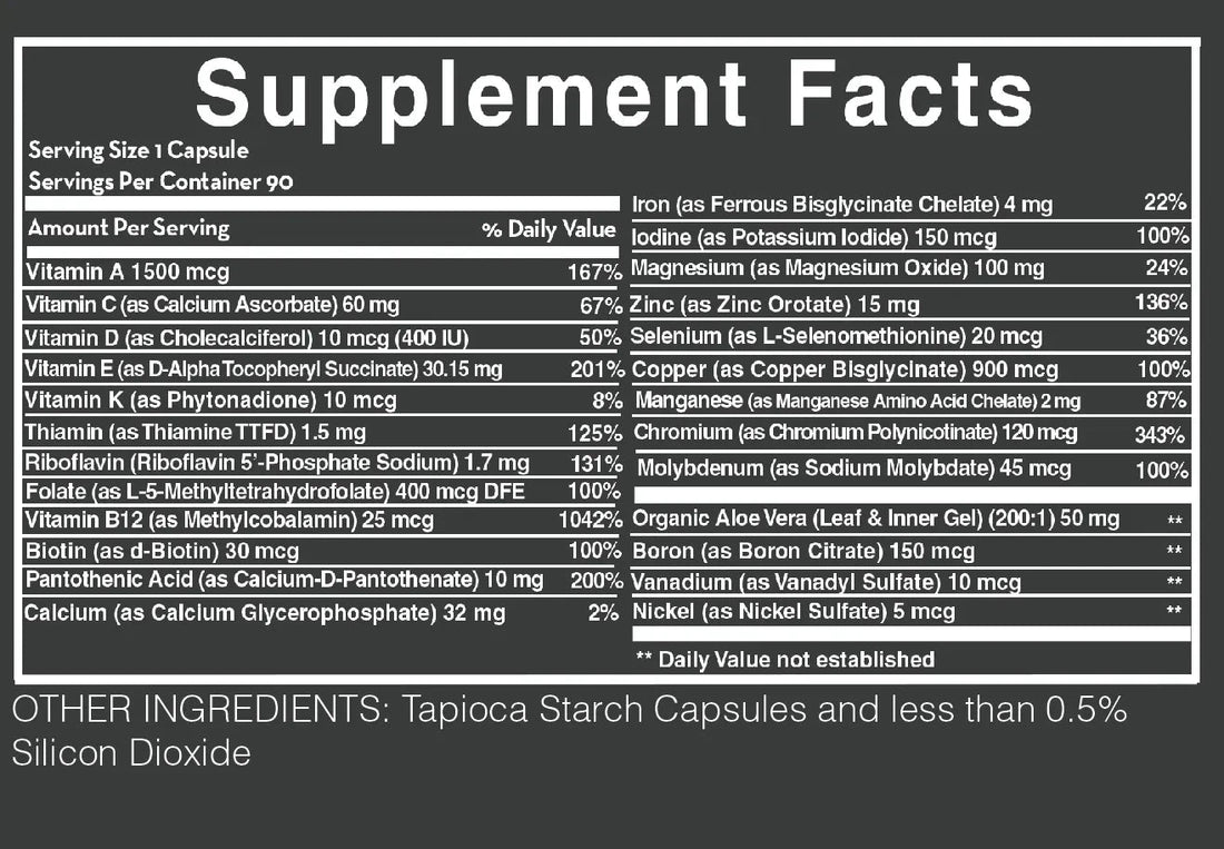 Multi-Vitamin | Low Acid Formula - 90 Capsules Oral Supplements Desert Harvest 
