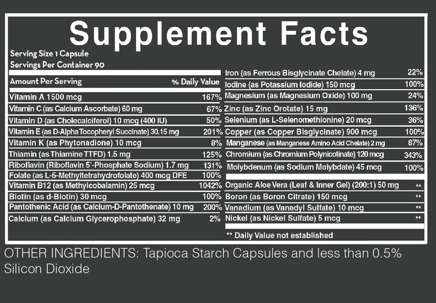 Multi-Vitamin | Low Acid Formula - 90 Capsules Oral Supplements Desert Harvest 