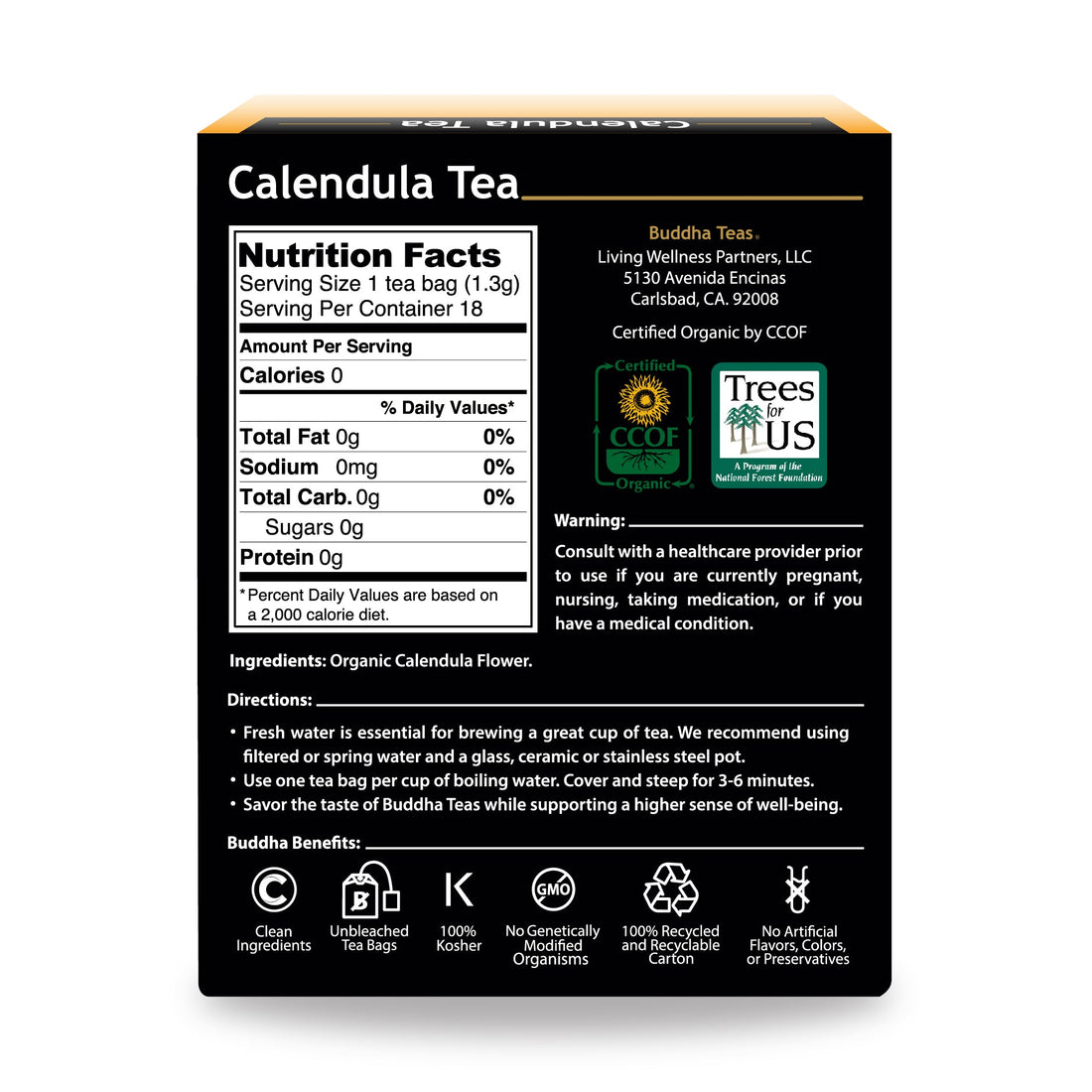 Calendula Herbal Tea | Organic - 18 Bleach Free Tea Bags Teas Buddha Teas 