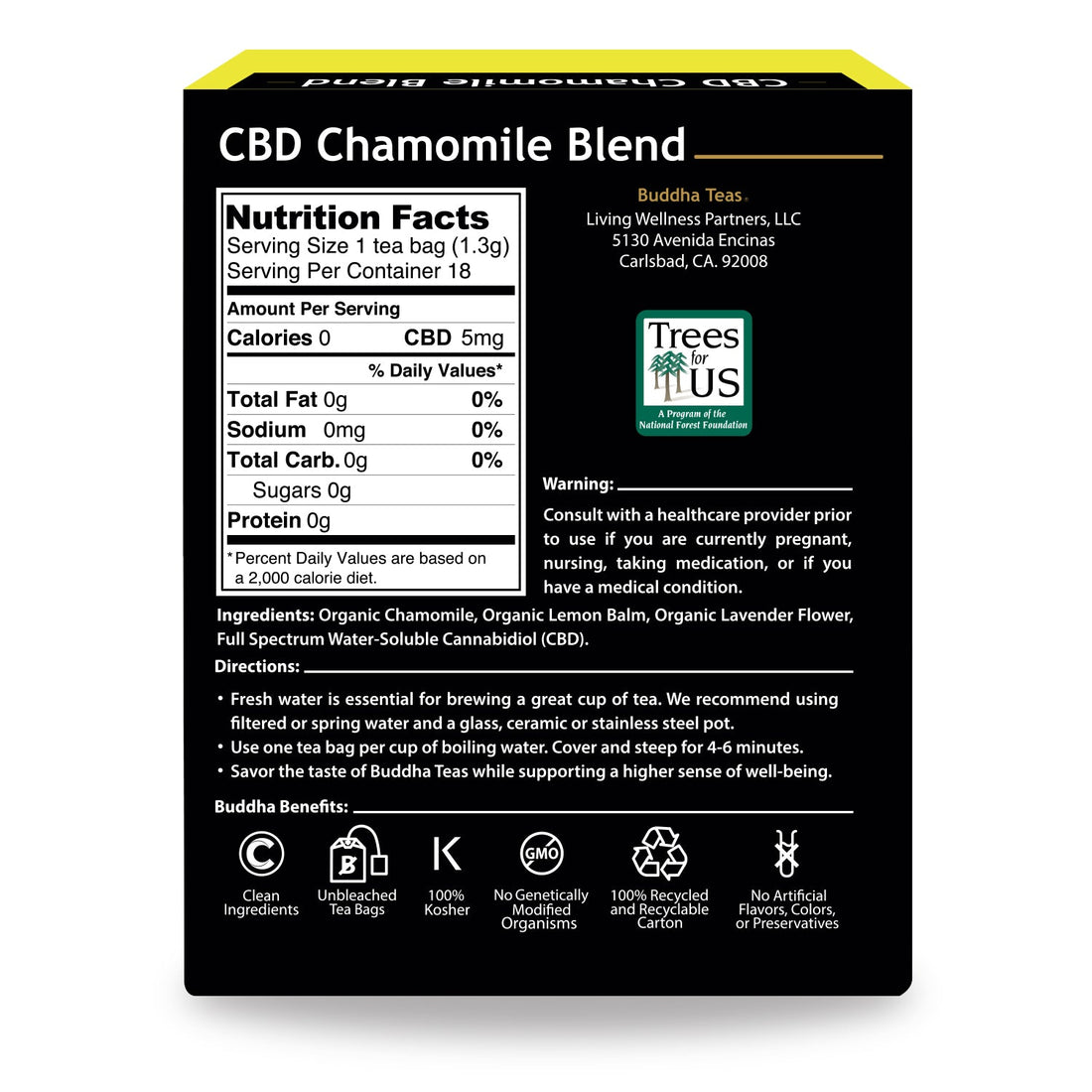 CBD Chamomile Blend | Organic - 18 Bleach Free Tea Bags Teas Buddha Teas 