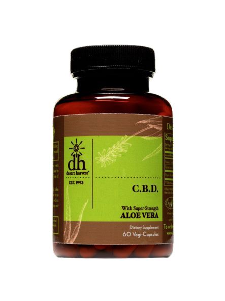 C.B.D. with Super-Strength Aloe Vera | 48 mg - 60 Capsules Oral Supplements Desert Harvest