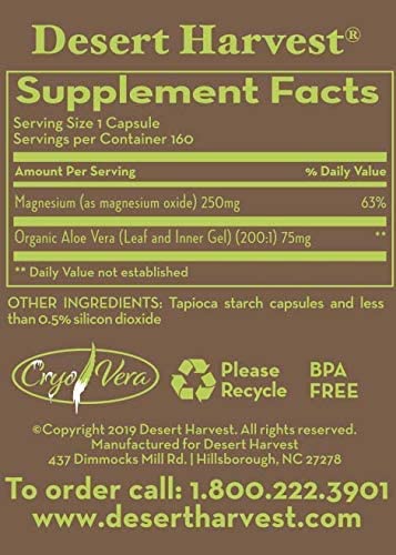 Magnesium Oxide | with Super-Strength Aloe Vera - 160 Capsules Oral Supplements Desert Harvest 