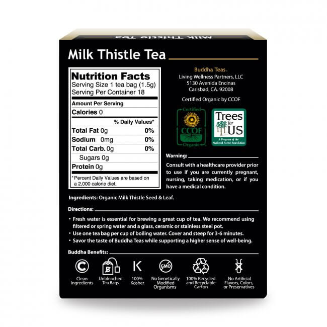 Milk Thistle Herbal Tea | Organic - 18 Bleach Free Tea Bags Teas Buddha Teas 