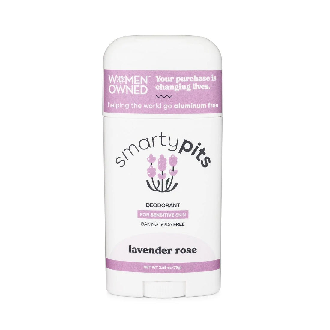 Natural Deodorant | No Aluminum & Banking Soda Free - 3 Options - 2.65 oz. Deodorant Smarty Pits Lavender Rose 