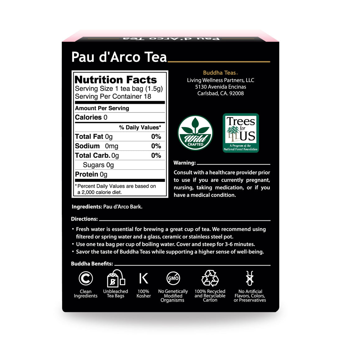 Pau d'Arco Herbal Tea | Wild Crafted - 18 Bleach Free Tea Bags Teas Buddha Teas 